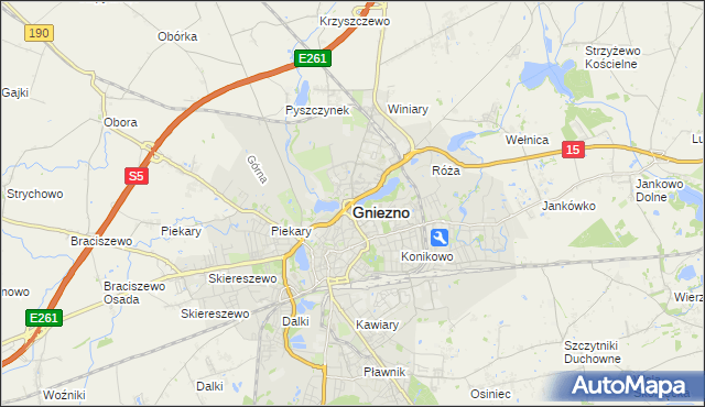 mapa Gniezna, Gniezno na mapie Targeo