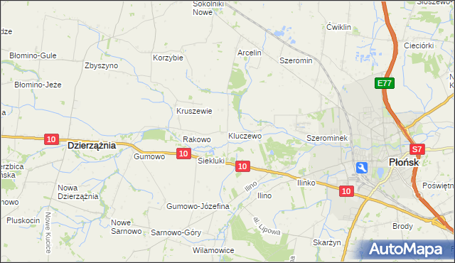 mapa Kluczewo gmina Płońsk, Kluczewo gmina Płońsk na mapie Targeo