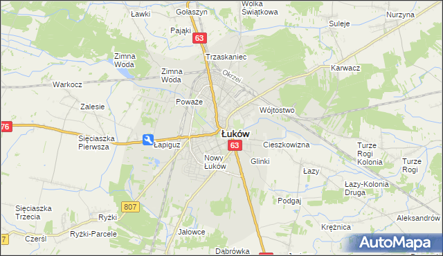 mapa Łuków, Łuków na mapie Targeo