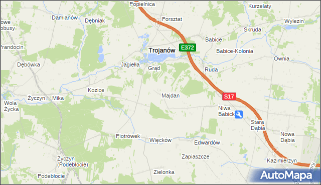 mapa Majdan gmina Trojanów, Majdan gmina Trojanów na mapie Targeo