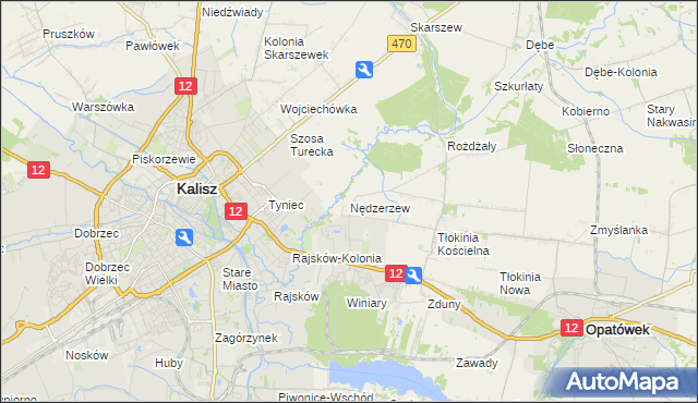 mapa Nędzerzew gmina Opatówek, Nędzerzew gmina Opatówek na mapie Targeo
