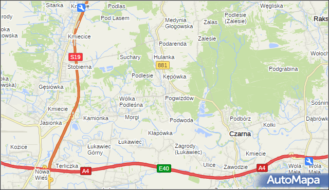mapa Pogwizdów gmina Czarna, Pogwizdów gmina Czarna na mapie Targeo