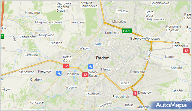 mapa Radomia, Radom na mapie Targeo