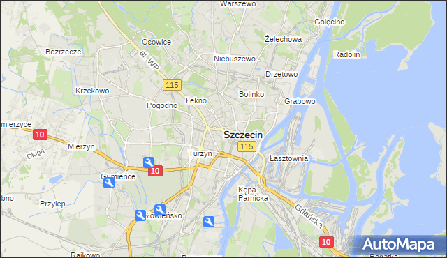 mapa Szczecina, Szczecin na mapie Targeo