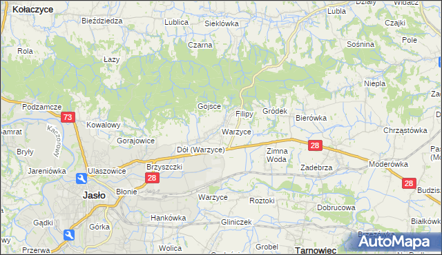mapa Warzyce, Warzyce na mapie Targeo