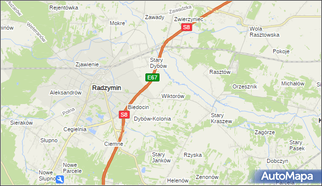 mapa Wiktorów gmina Radzymin, Wiktorów gmina Radzymin na mapie Targeo