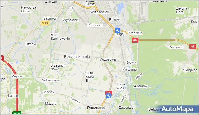 mapa Wrzosowa, Wrzosowa na mapie Targeo