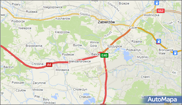 mapa Balice gmina Zabierzów, Balice gmina Zabierzów na mapie Targeo