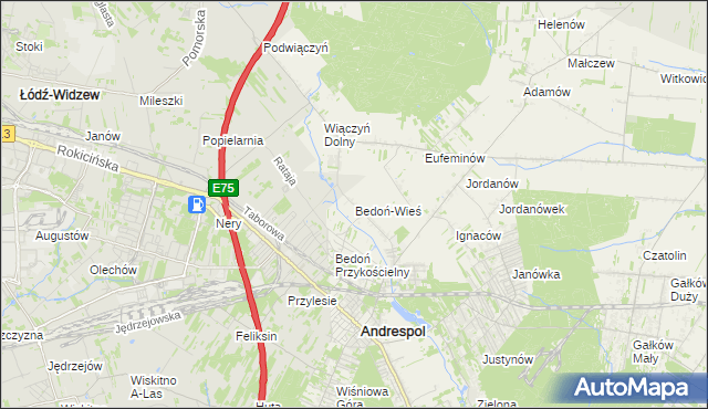 mapa Bedoń-Wieś, Bedoń-Wieś na mapie Targeo