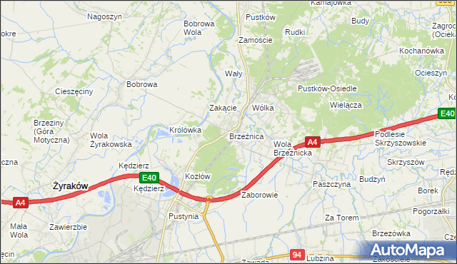 mapa Brzeźnica gmina Dębica, Brzeźnica gmina Dębica na mapie Targeo