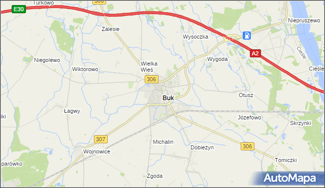 mapa Buk powiat poznański, Buk powiat poznański na mapie Targeo