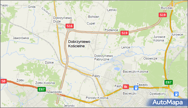 mapa Dobrzyniewo Fabryczne, Dobrzyniewo Fabryczne na mapie Targeo