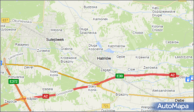 mapa Halinów powiat miński, Halinów powiat miński na mapie Targeo
