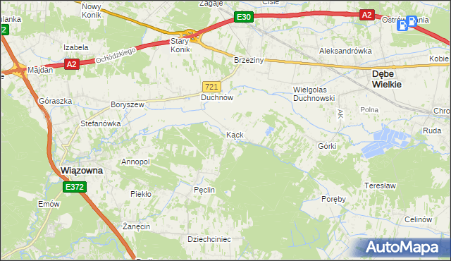 mapa Kąck, Kąck na mapie Targeo