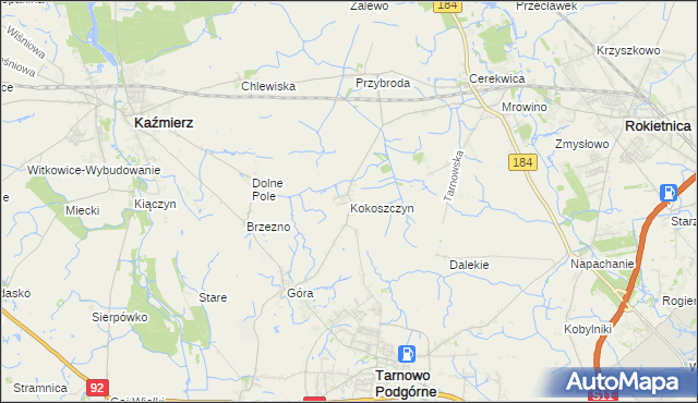 mapa Kokoszczyn gmina Tarnowo Podgórne, Kokoszczyn gmina Tarnowo Podgórne na mapie Targeo