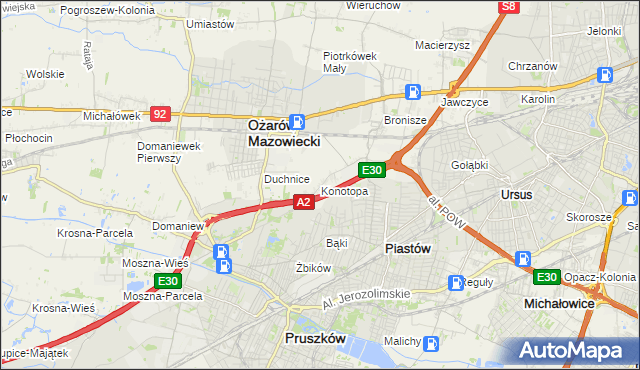 mapa Konotopa gmina Ożarów Mazowiecki, Konotopa gmina Ożarów Mazowiecki na mapie Targeo