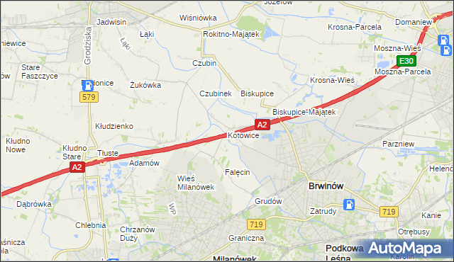mapa Kotowice gmina Brwinów, Kotowice gmina Brwinów na mapie Targeo