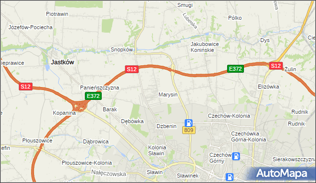 mapa Marysin gmina Jastków, Marysin gmina Jastków na mapie Targeo