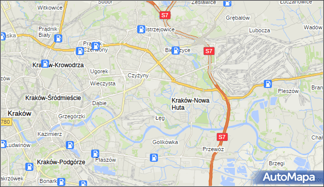 mapa Nowa Huta gmina Kraków, Nowa Huta gmina Kraków na mapie Targeo