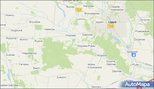 mapa Olszowa-Piaski, Olszowa-Piaski na mapie Targeo