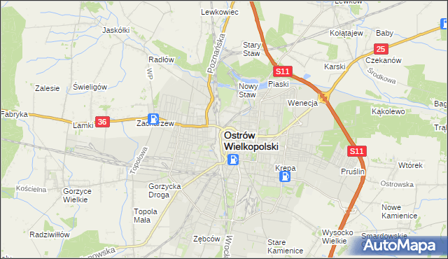 mapa Ostrów Wielkopolski, Ostrów Wielkopolski na mapie Targeo