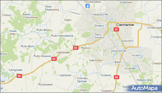 mapa Pęchcin, Pęchcin na mapie Targeo
