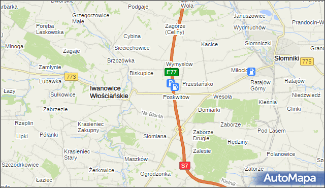 mapa Poskwitów, Poskwitów na mapie Targeo