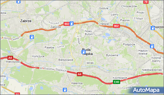 mapa Rudy Śląskiej, Ruda Śląska na mapie Targeo