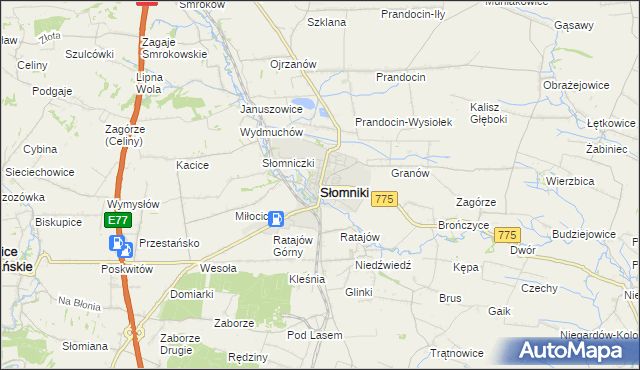 mapa Słomniki, Słomniki na mapie Targeo