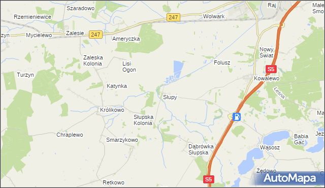 mapa Słupy gmina Szubin, Słupy gmina Szubin na mapie Targeo