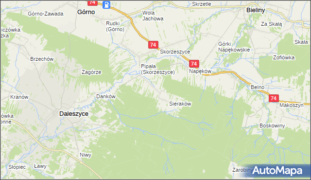 mapa Smyków gmina Daleszyce, Smyków gmina Daleszyce na mapie Targeo