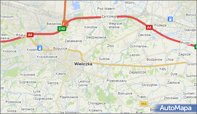 mapa Sułków gmina Wieliczka, Sułków gmina Wieliczka na mapie Targeo
