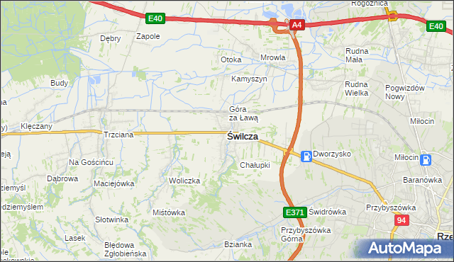 mapa Świlcza, Świlcza na mapie Targeo