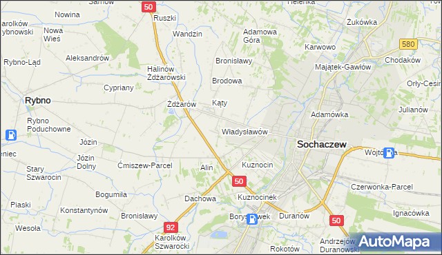 mapa Władysławów gmina Sochaczew, Władysławów gmina Sochaczew na mapie Targeo