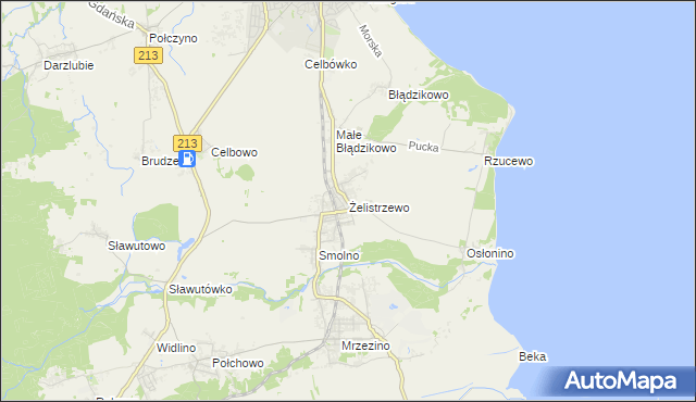 mapa Żelistrzewo, Żelistrzewo na mapie Targeo