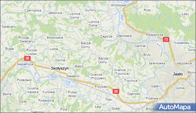 mapa Bączal Dolny, Bączal Dolny na mapie Targeo