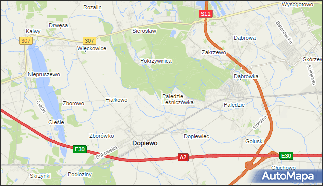 mapa Palędzie Leśniczówka, Palędzie Leśniczówka na mapie Targeo