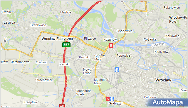 mapa Gądów Mały, Gądów Mały na mapie Targeo