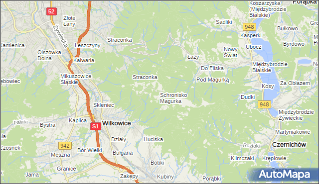 mapa Schronisko Magurka, Schronisko Magurka na mapie Targeo