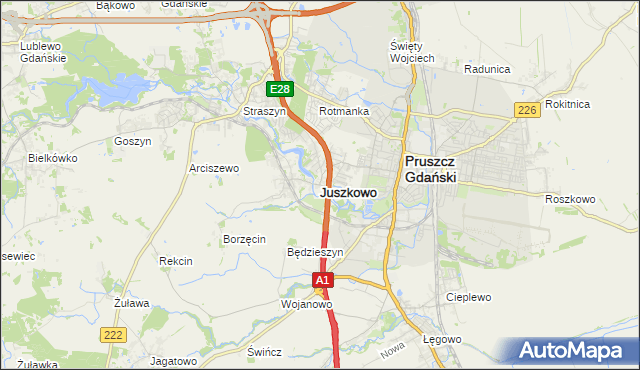 mapa Juszkowo, Juszkowo na mapie Targeo