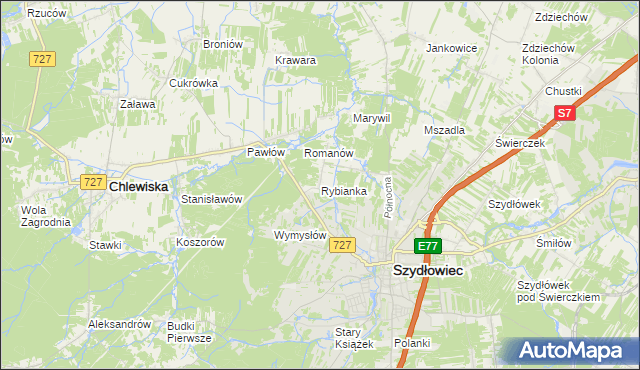 mapa Rybianka, Rybianka na mapie Targeo