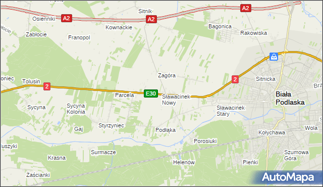 mapa Sławacinek Nowy, Sławacinek Nowy na mapie Targeo