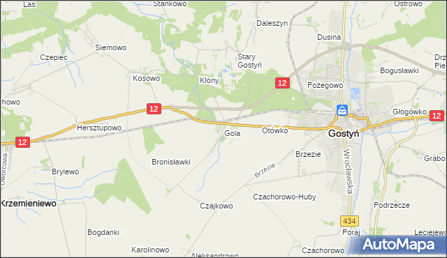 mapa Gola gmina Gostyń, Gola gmina Gostyń na mapie Targeo