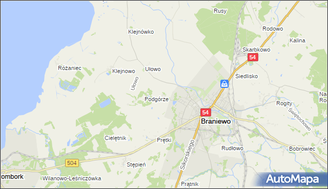 mapa Józefowo gmina Braniewo, Józefowo gmina Braniewo na mapie Targeo