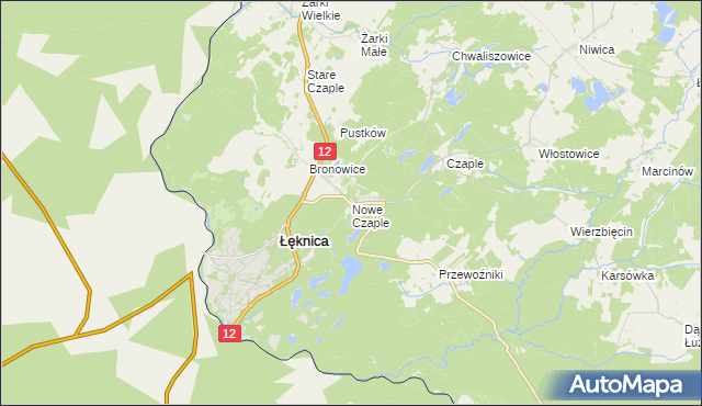 mapa Nowe Czaple gmina Trzebiel, Nowe Czaple gmina Trzebiel na mapie Targeo