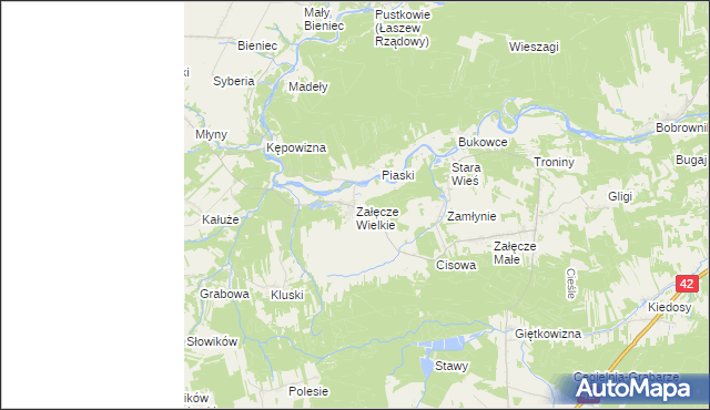 mapa Załęcze Wielkie, Załęcze Wielkie na mapie Targeo