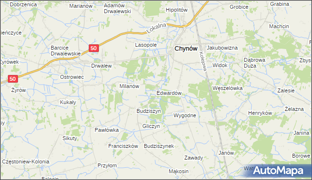 mapa Edwardów gmina Chynów, Edwardów gmina Chynów na mapie Targeo
