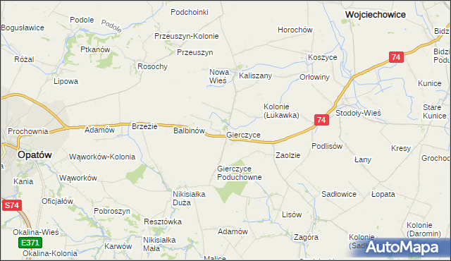 mapa Gierczyce gmina Wojciechowice, Gierczyce gmina Wojciechowice na mapie Targeo