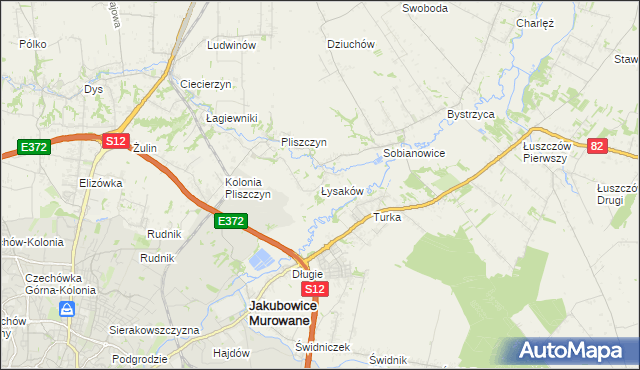 mapa Łysaków gmina Wólka, Łysaków gmina Wólka na mapie Targeo