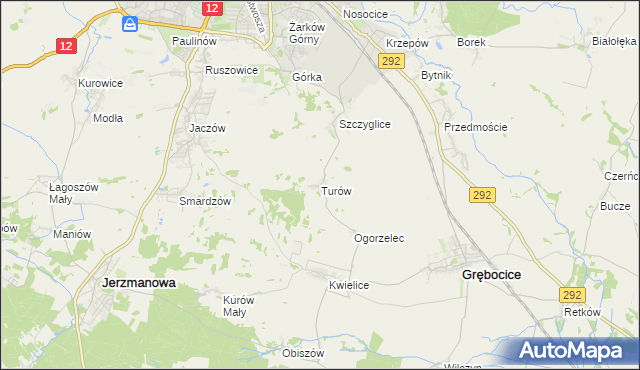 mapa Turów gmina Głogów, Turów gmina Głogów na mapie Targeo